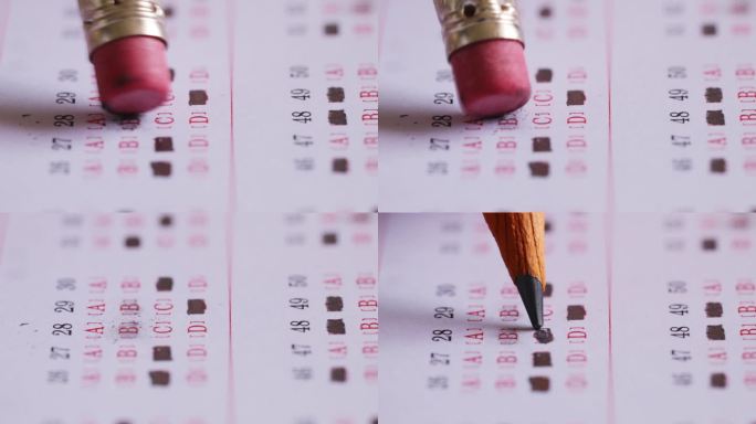 高考考场修改试卷答题卡上的错误选项特写