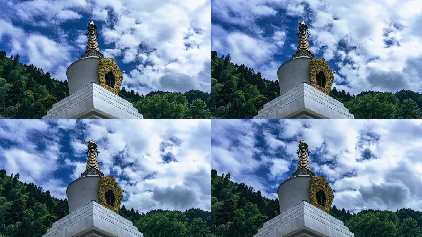 4k川西川藏西藏标志特色建筑祈福白塔延时
