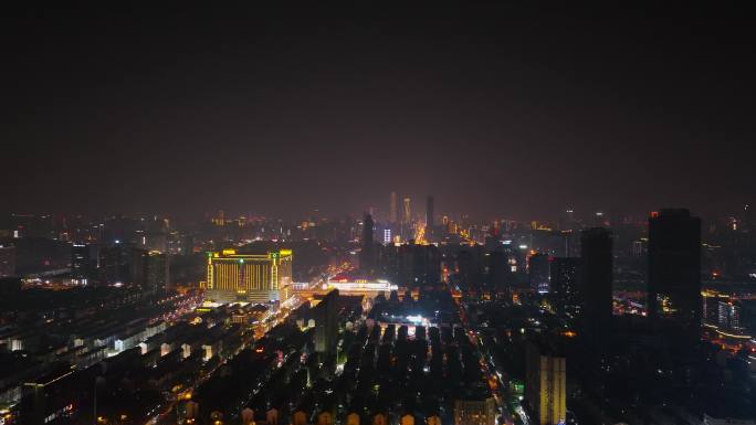 4K航拍长沙城市夜景橘子洲烟火晚会2