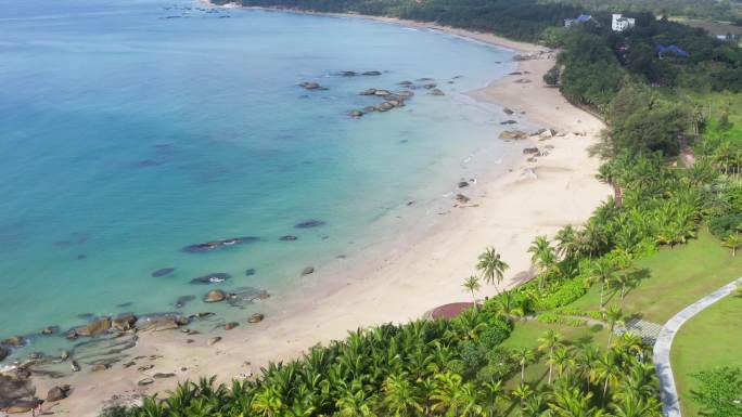 海南文昌淇水湾椰林沙滩风光