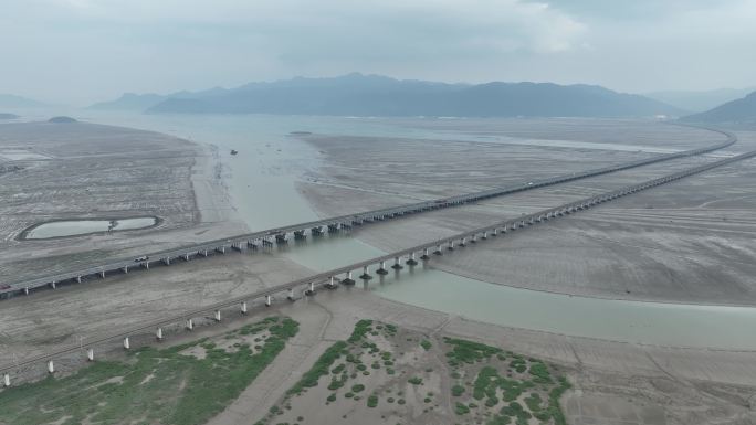 跨海大桥航拍宁德滨海特大桥沈海复线高速路