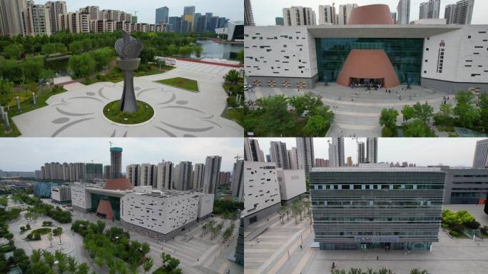 淄博文化中心 陶瓷博物馆航拍