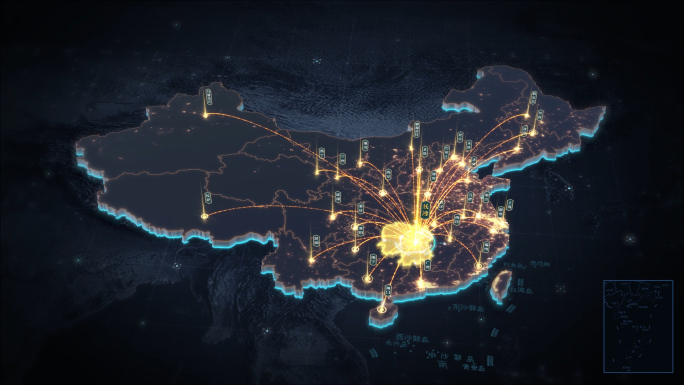 湖南辐射全国黑金三维区位地图