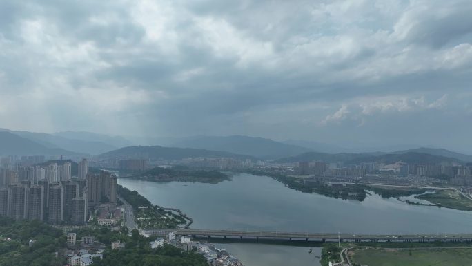 宁德市区大景航拍宁德东湖湿地公园北岸公园