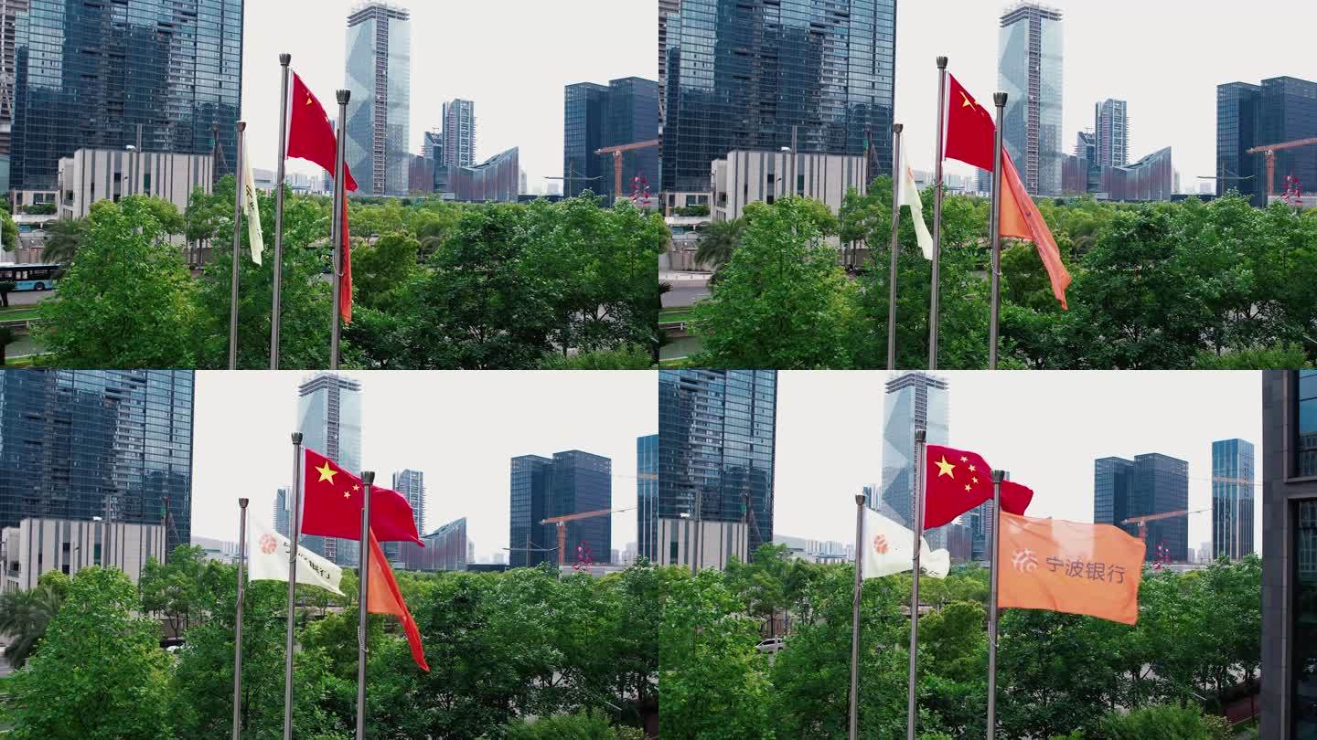 宁波银行旗帜航拍