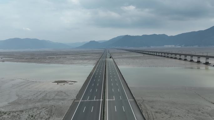 宁德滨海特大桥航拍跨海大桥沈海复线高速路