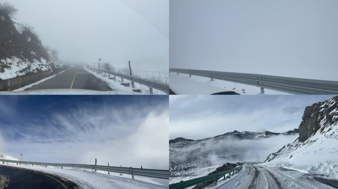 【4k】翻越夹金山雪山大雾行车第一视角