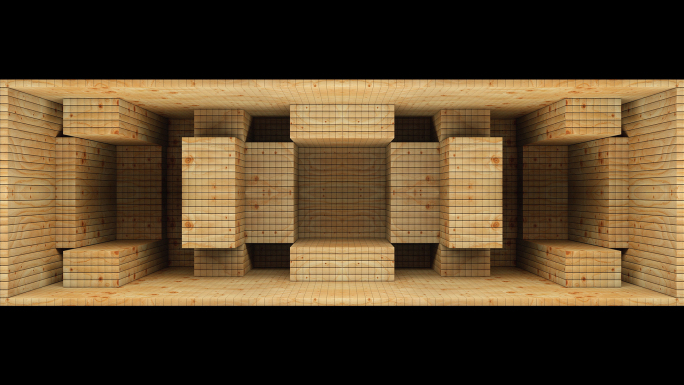 【裸眼3D】原木方块积木矩阵空间艺术墙体