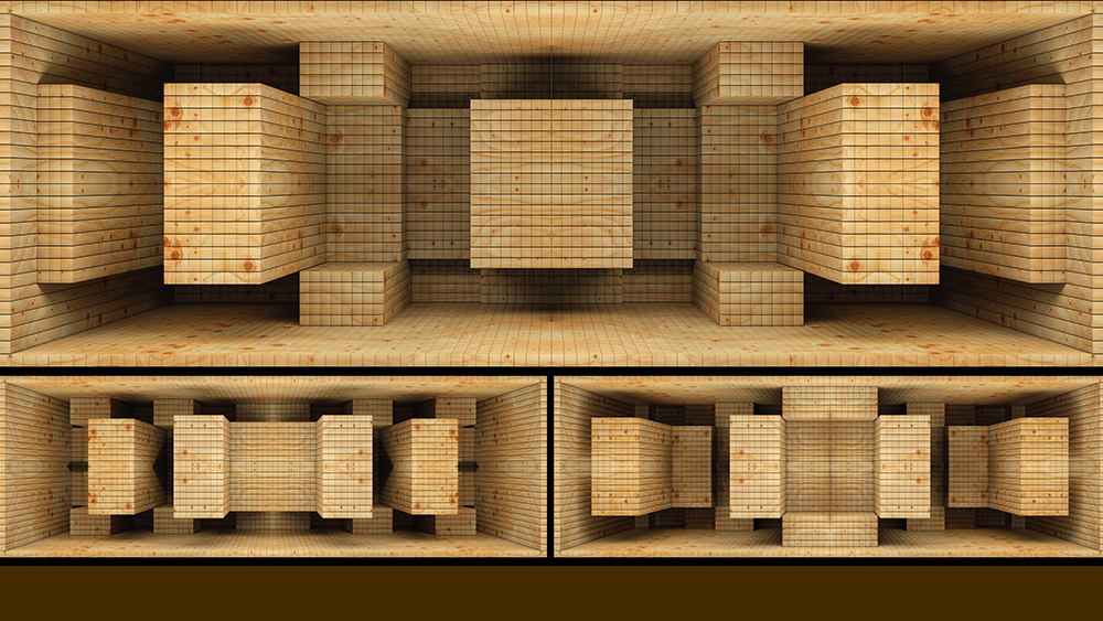 【裸眼3D】原木方块积木矩阵空间艺术墙体