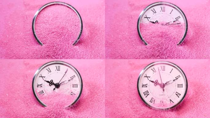 粉色沙子上的钟表