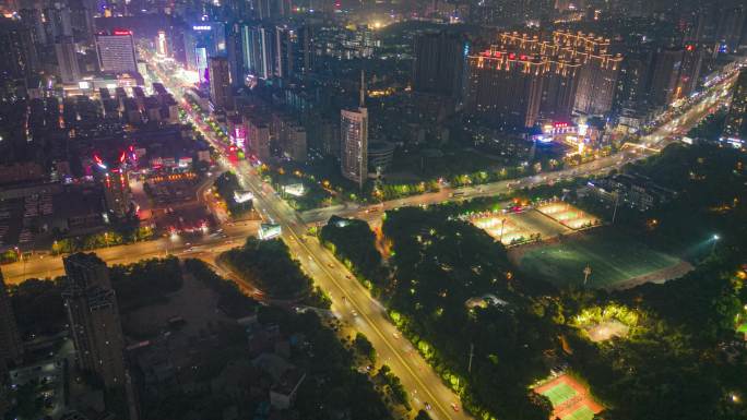 湖南省衡阳市广电立交桥夜景航拍延时摄影