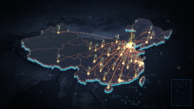 天津辐射全国黑金三维区位地图