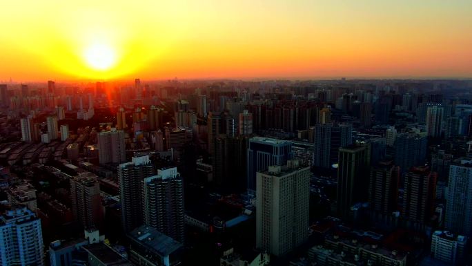 西安城市晚霞 夕阳 晚霞 城墙 古城