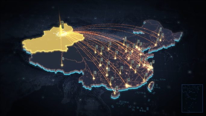 新疆辐射全国黑金三维区位地图