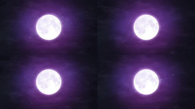 夜幕星空紫月4K循环视频