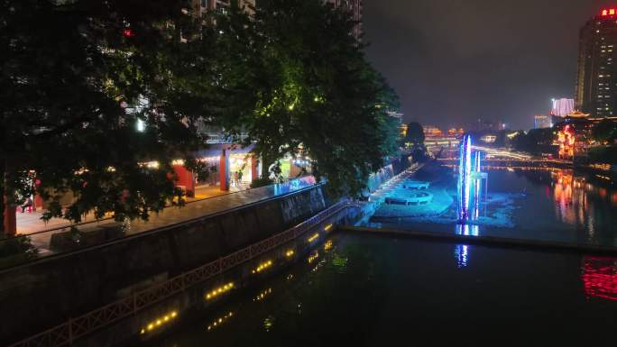 宣恩县贡水河夜景4K航拍