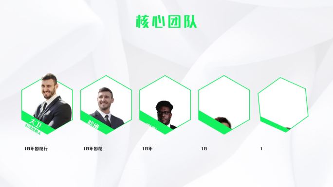 【AE模板】明亮简洁六边形团队介绍 绿色