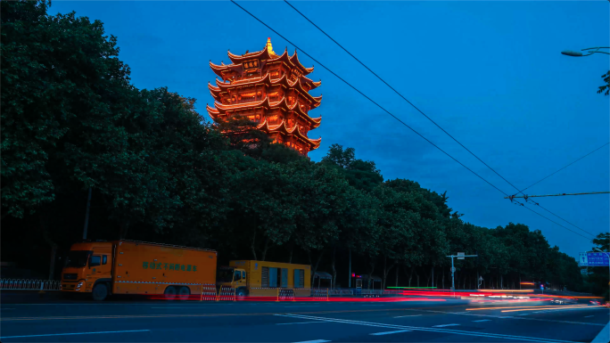 黄鹤楼夜景亮灯延时4K