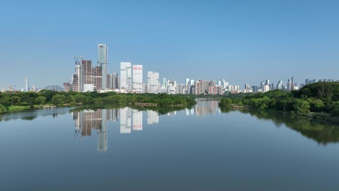 深圳南山区华侨城湿地公园航拍