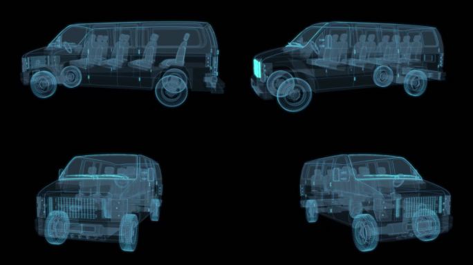 六座轿车汽车 科幻透明 交通工具面包车