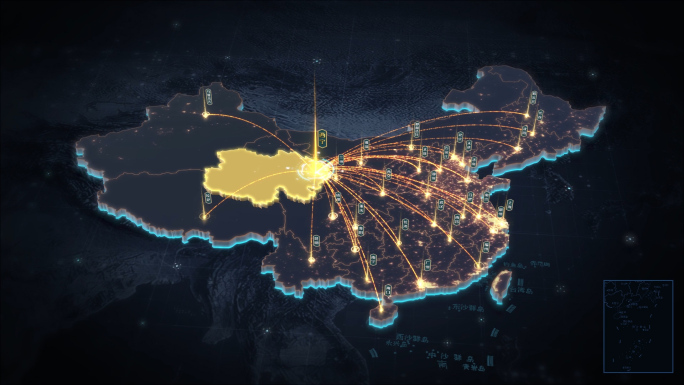 青海辐射全国黑金三维区位地图