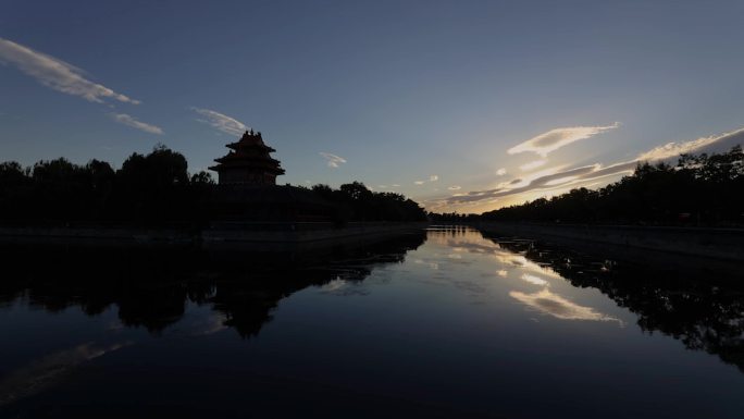 北京故宫晚霞延时