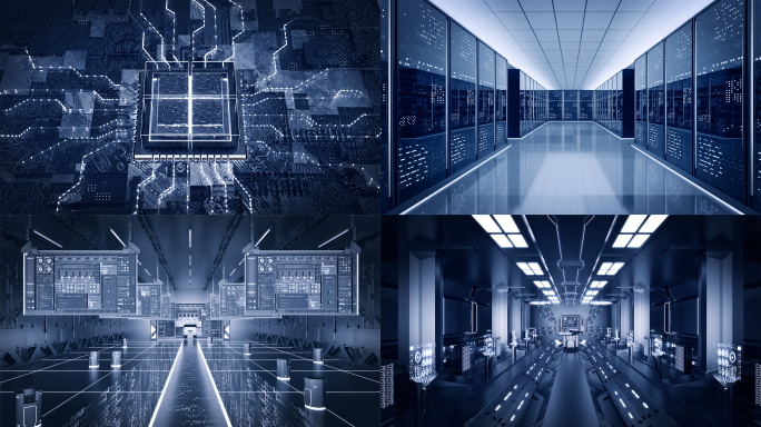 科技芯片虚拟人工智能服务器场景C4D工程