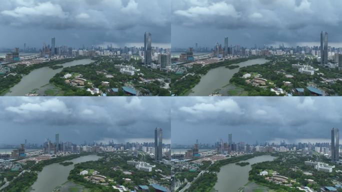 深圳南山区暴雨天气航拍