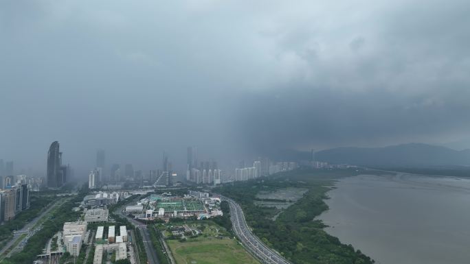 深圳福田区极端天气航拍