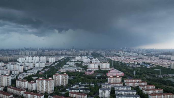 上海航拍延时天气暴雨纪实