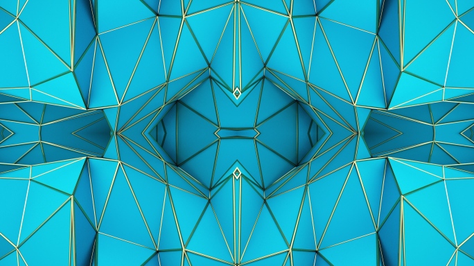 【4K时尚背景】蓝色闪动几何立体装饰空间