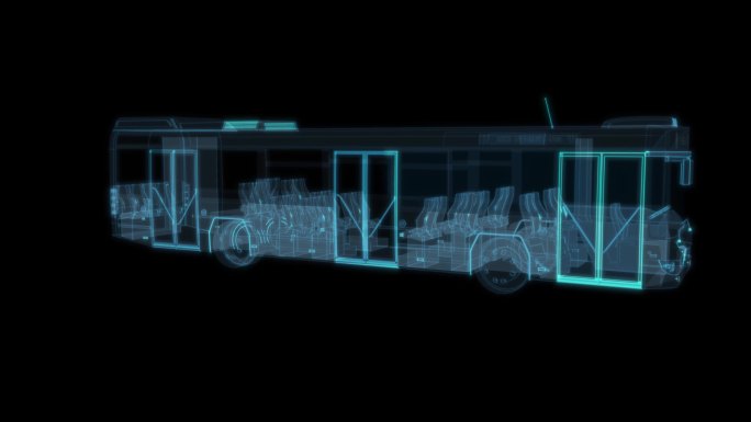 公交车 科幻透明 交通工具校车机场接驳车