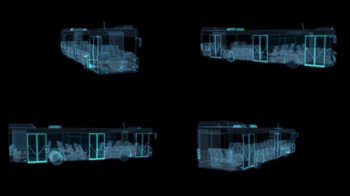 公交车 科幻透明 交通工具校车机场接驳车
