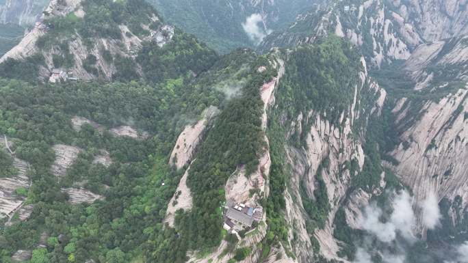 航拍 西岳 华山瀑布飞瀑陕西华阴渭南秦岭