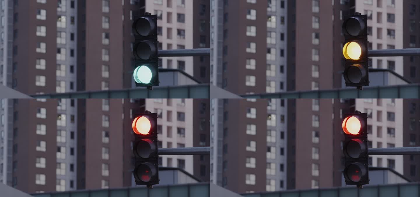 红绿灯交通信号灯居民区城市 居民楼
