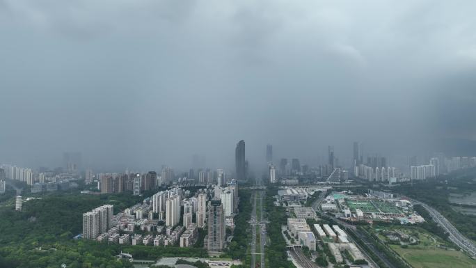 深圳福田区暴雨天气航拍