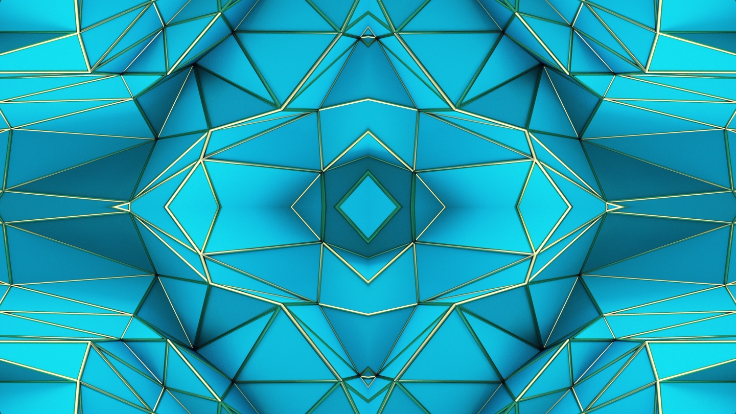 【4K时尚背景】蓝色闪动几何3D装饰图形