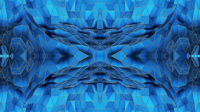 【4K时尚背景】蓝色闪动几何立体装饰背景