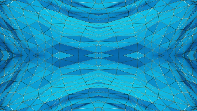 【4K时尚背景】蓝色几何立体图形装饰空间
