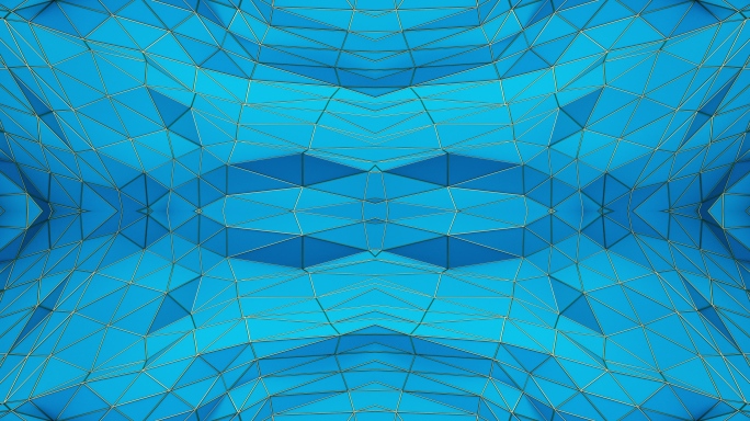 【4K时尚背景】蓝色几何立体图形装饰空间