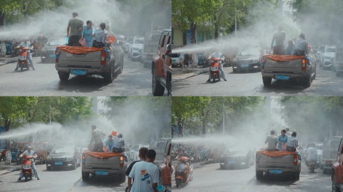 云南旅游德宏盈江傣族泼水节延街泼水