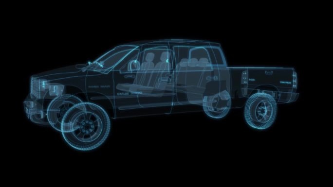 小卡车科幻透明 交通工具 运货搬家车汽车