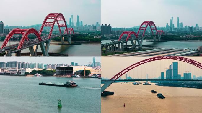 广州飞雁式三连跨新光大桥航拍高清4K视频