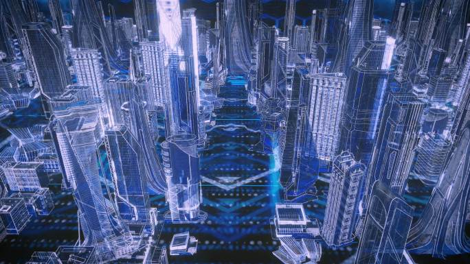 虚拟科技城市未来智能城市穿梭