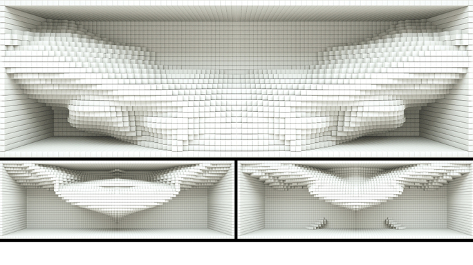 【裸眼3D】白色方块抽象艺术矩阵裸眼空间