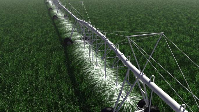科技农业种植稻田无人机械喷灌耕作动画