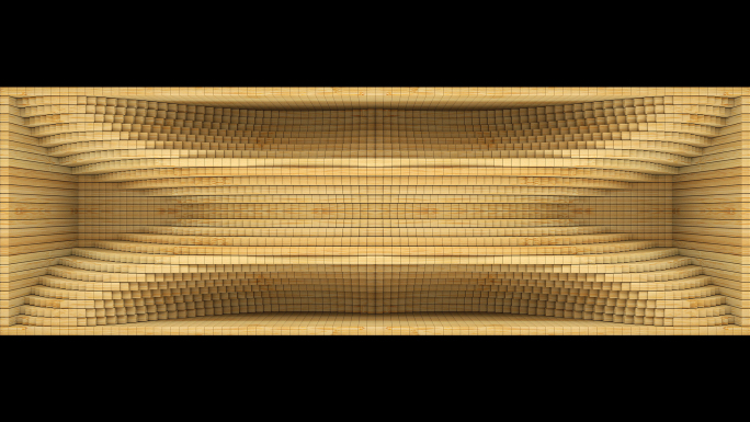 【裸眼3D】原木曲线伸缩矩阵空间艺术墙体