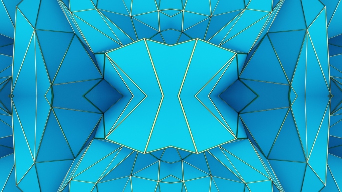【4K时尚背景】蓝色几何镜像图形装饰空间