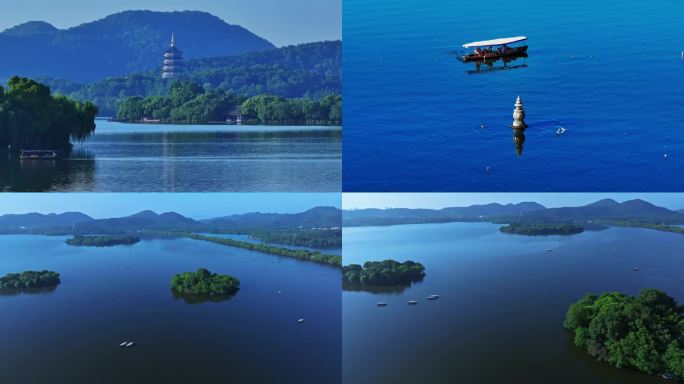 杭州夏天的西湖蓝