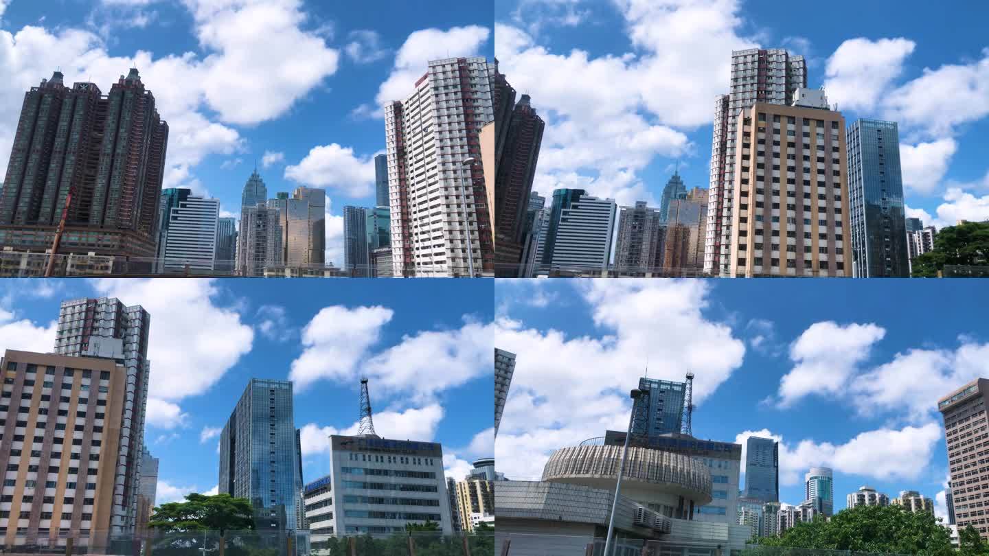高楼大厦 蓝天白云 绿化